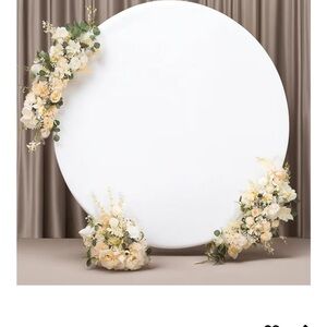 Floral Decorated White Circle Backdrop